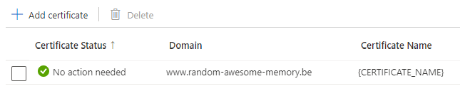 random-awesome-memory - Secure the domain using a TLS certificate