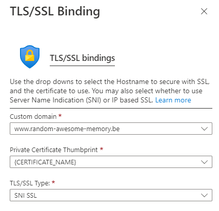 random-awesome-memory - Secure the domain using a TLS certificate